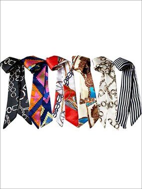 Silky Scarf Bags for Women Handbag Decoration Ribbon Hair Neck Scarves 6 Pack